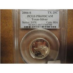 2004-S SILVER TEXAS QUARTER PCGS PR69 DCAM