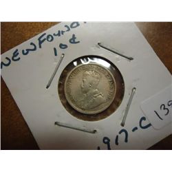 1917-C NEWFOUNDLAND SILVER 10 CENTS