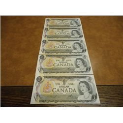 5-1973 CANADA CRISP UNC $1 BILLS SERIAL #