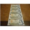 Image 1 : 5-1973 CANADA CRISP UNC $1 BILLS SERIAL #