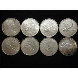 1-1967 & 7-1968 CANADA SILVER 25 CENTS