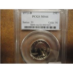 1972-D WASHINGTON QUARTER PCGS MS66