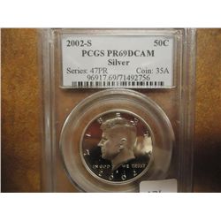 2002-S SILVER KENNEDY HALF DOLLAR PCGS PR69 DCAM