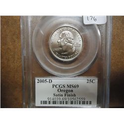 2005-D OREGON QUARTER PCGS MS69 SATIN FINISH