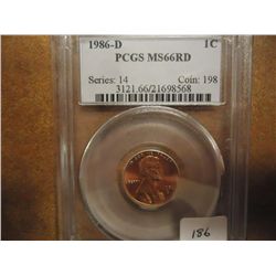 1986-D LINCOLN CENT PCGS MS66RD