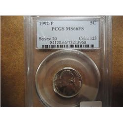 1992-P JEFFERSON NICKEL PCGS MS66 FS
