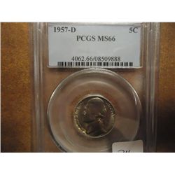 1957-D JEFFERSON NICKEL PCGS MS66