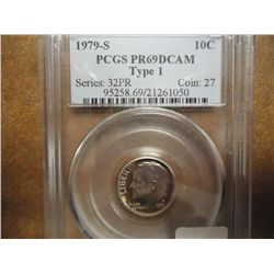 1979-S TYPE I ROOSEVELT DIME PCGS PR69 DCAM