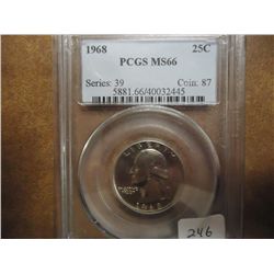 1968 WASHINGTON QUARTER PCGS MS66