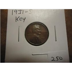 1931-S LINCOLN CENT  KEY DATE (EXTRA FINE+)