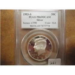 1993-S SILVER KENNEDY HALF DOLLAR PCGS PR69 DCAM