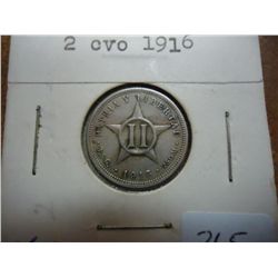 1916 CUBA 2 CENTAVOS