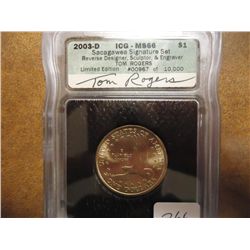 2003-D SACAGAWEA DOLLAR ICG MS66 SIGNATURE SET