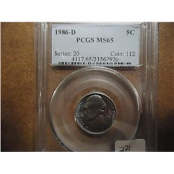 1986-D JEFFERSON NICKEL PCGS MS65