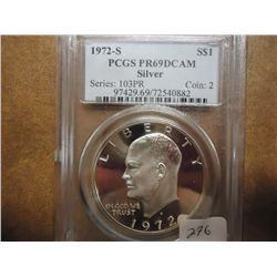 1972-S IKE SILVER DOLLAR PCGS PR69 DCAM