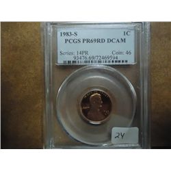 1983-S LINCOLN CENT PCGS PR69 RD DCAM