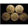 Image 1 : 5 ASSORTED 40% SILVER KENNEDY HALF DOLLARS