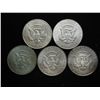 Image 2 : 5 ASSORTED 40% SILVER KENNEDY HALF DOLLARS