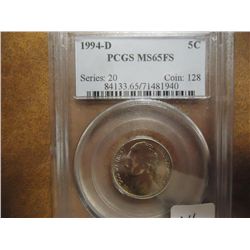 1994-D JEFFERSON NICKEL PCGS MS65 FS