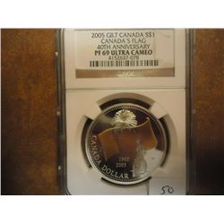 2005 GILT CANADA SILVER DOLLAR CANADA'S FLAG