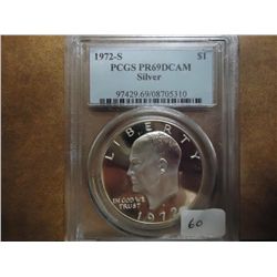 1972-S IKE SILVER DOLLAR PCGS PR69 DCAM
