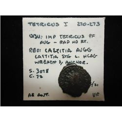 270-273 A.D. TETRICUS I ANCIENT COIN VERY FINE