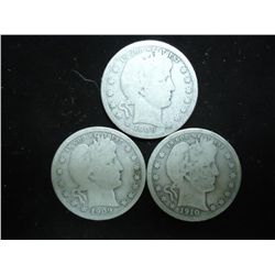 1908-O,1909-D & 1910-D BARBER QUARTERS