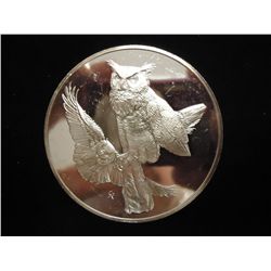 2+ OZ. STERLING SILVER PF ROUND GREAT HORNED OWLES