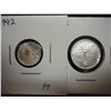 Image 1 : 2 MEXICAN SILVER LIBERTADS 2013 1/10 OZ. AND 1992