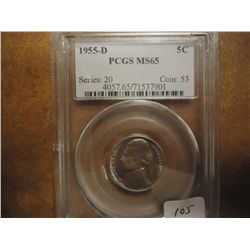 1955-D JEFFERSON NICKEL PCGS MS65