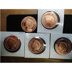 5-1877 INDIAN HEAD CENT 1 OZ. COPPER ROUNDS