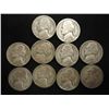 Image 1 : 10 ASSORTED 35% SILVER JEFFERSON WAR NICKELS