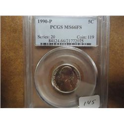 1990-P JEFFERSON NICKEL PCGS MS66FS