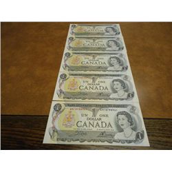 5-1973 CRISP UNC CANADA $1 BILLS