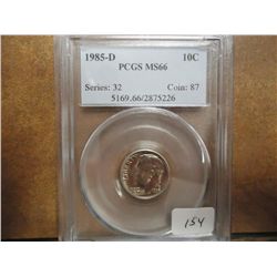 1985-D ROOSEVELT DIME PCGS MS66