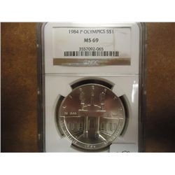 1984-P OLYMPICS SILVER DOLLAR NGC MS69