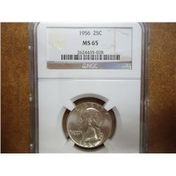 1956 WASHINGTON SILVER QUARTER NGC MS65