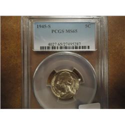 1945-S 35% SILVER JEFFERSON WAR NICKEL PCGS MS65