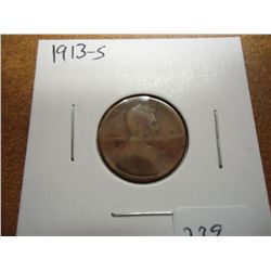 1913-S LINCOLN CENT SEMI KEY