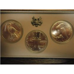 1984 P/D/S US OLYMPIC 3 SILVER DOLLAR UNC SET