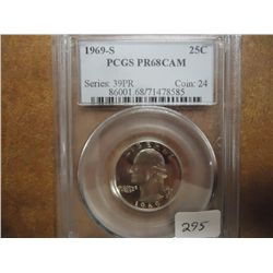 1969-S WASHINGTON QUARTER PCGS PR68 CAM
