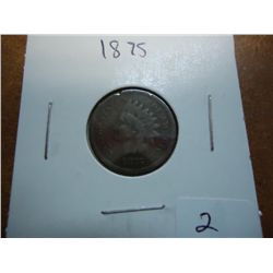 1875 INDIAN HEAD CENT  PAPER GLUED ON REV.