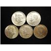 Image 1 : 5 ASSORTED 40% SILVER KENNEDY HALF DOLLARS