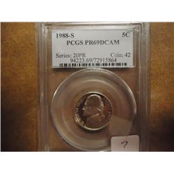 1988-S JEFFERSON NICKEL PCGS PR69 DCAM