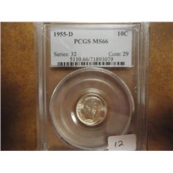 1955-D SILVER ROOSEVELT DIME PCGS MS66