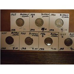 1927,29-D,30,34,35,36-D & 37-D BUFFALO NICKELS