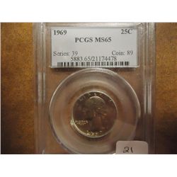 1969 WASHINGTON QUARTER PCGS MS65