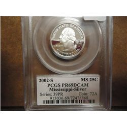 2002-S SILVER MISSISSIPPI QUARTER PCGS PR69 DCAM