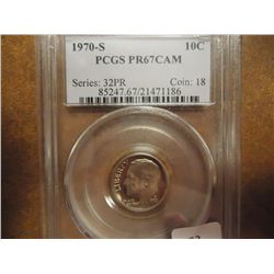 1970-S ROOSEVELT DIME PCGS PR67 CAM