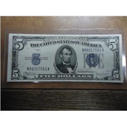 1934-C $5 SILVER CERTIFICATE BLUE SEAL